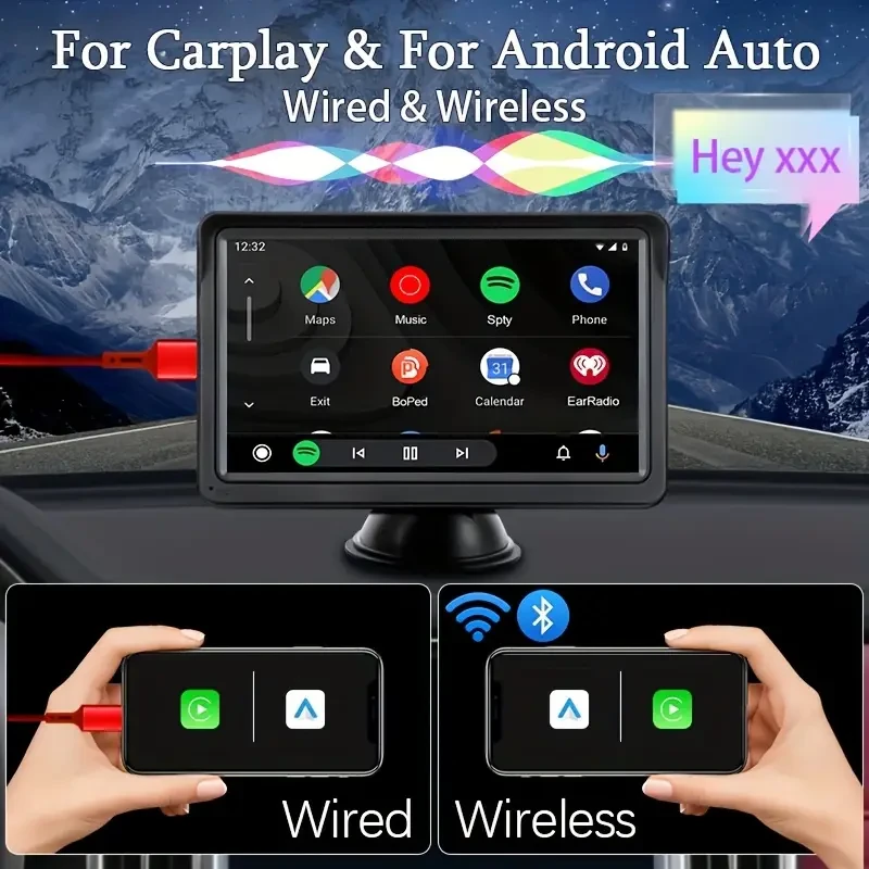 7-Inch Wireless CarPlay & for Android Auto Car Stereo