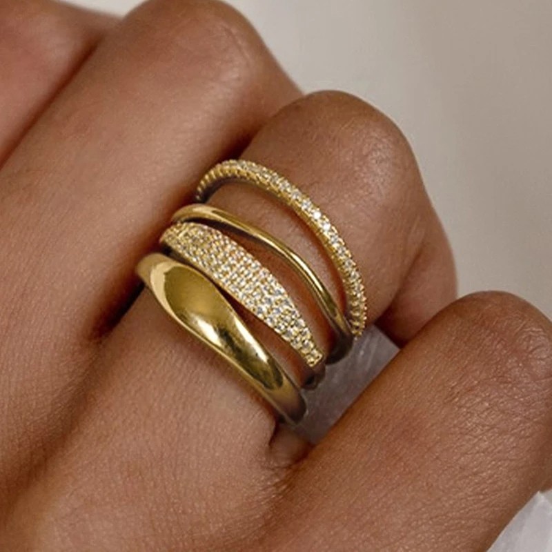 Huitan Trendy 4Pcs Set of Rings for Women
