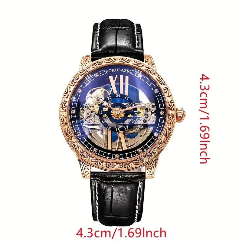 Cool Men's Mechanical Watch Double-sided Hollow Design