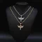 Zircon - Encrusted Angel Wing Cross Pendant Silver