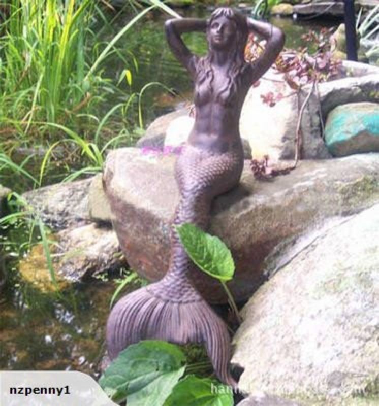Mermaid Figurines Home Garden Decor Statue Cast Iron