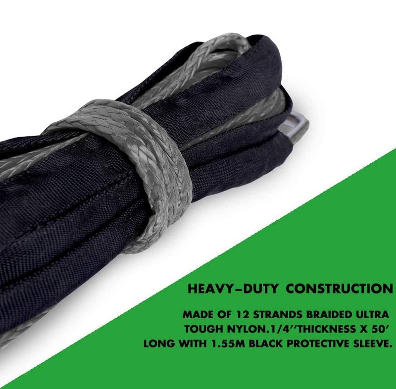 1/4" 50ft Winch Rope Winch Line Cable