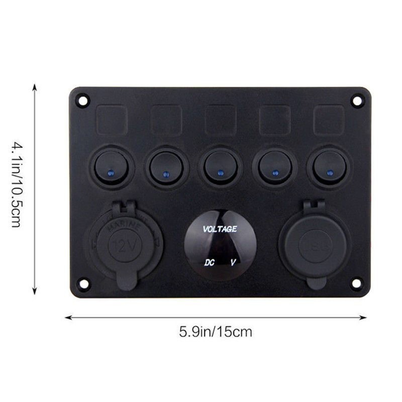 LED Rocker Switch Panel Marine Boat 5-Gang Circuit