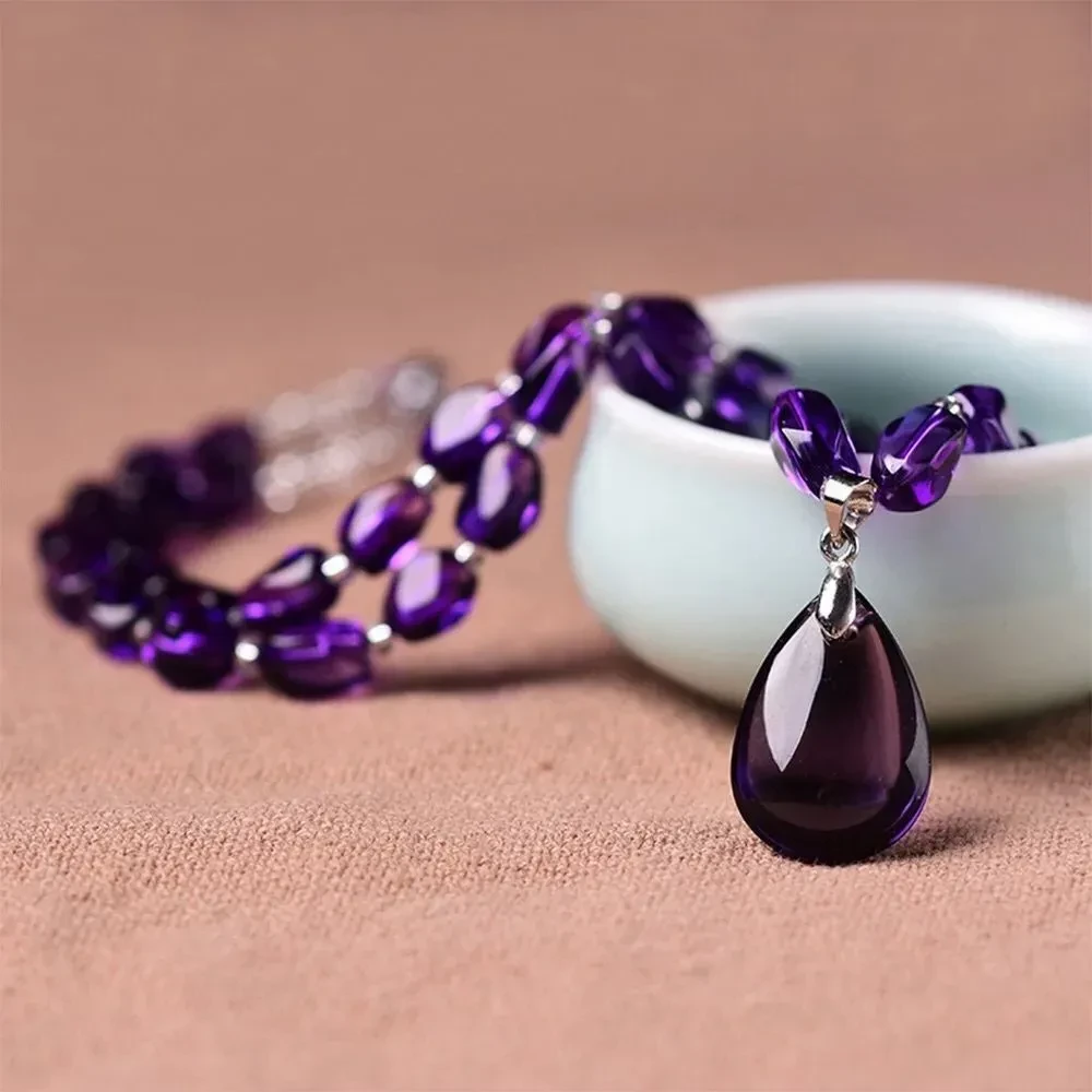 Amethyst Water Drop Pendant Necklace