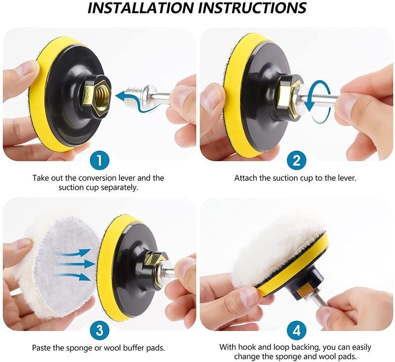 Car Polisher Buffer Cleaning Kit Polishing Waxing Buffing Sponge Pads