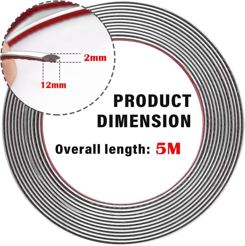 Car Chrome Styling Moulding Trim Strip 12mm x 5M
