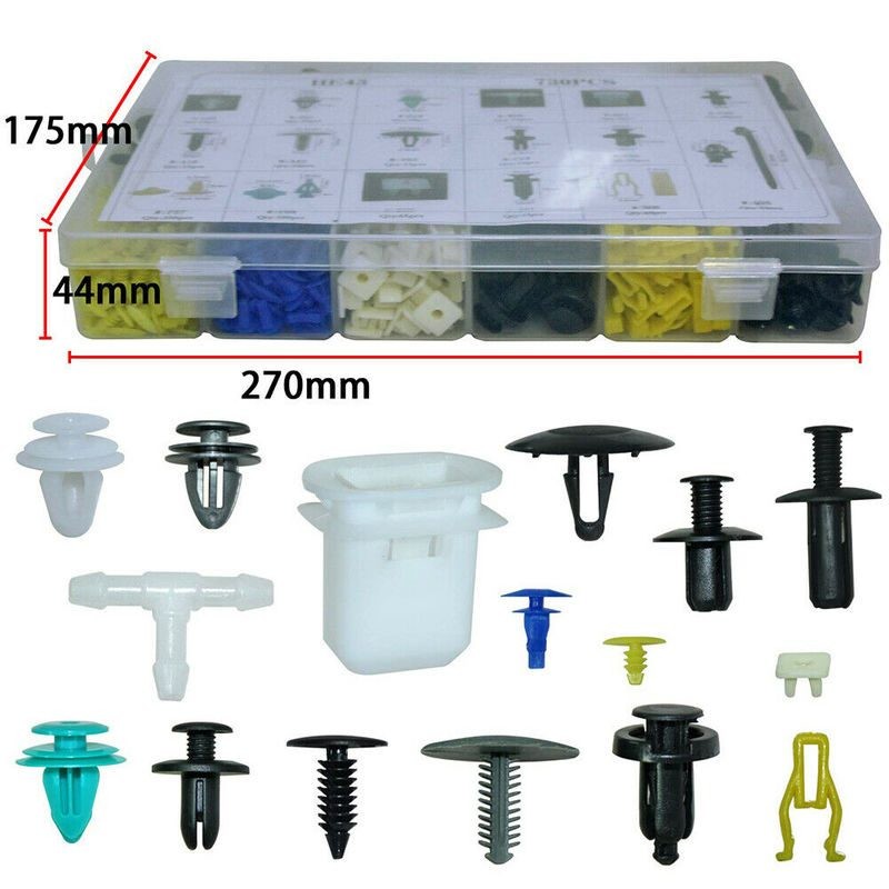 730pcs Car Body Plastic Push Pin Rivet Fasteners Clips Trim Moulding Kit