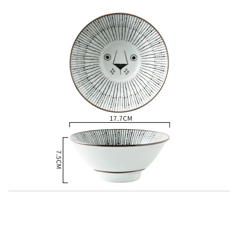 Cute Cat Ceramic Tableware 7 Inch Ramen Bowl Soup Bowl Fruit Salad Noodle Bowl