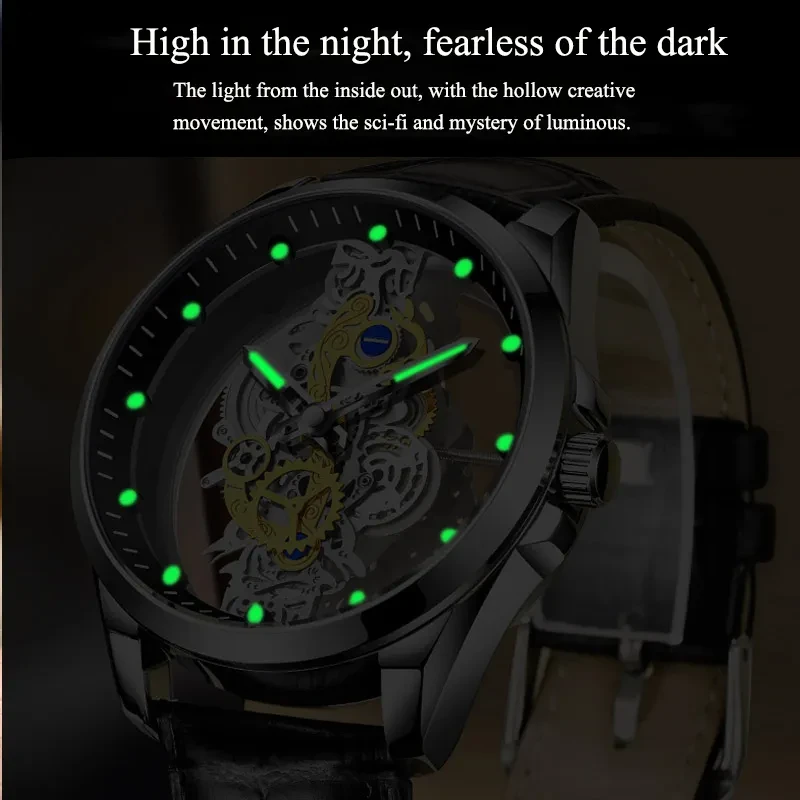 Men's Skeleton Automatic Quartz Watch
