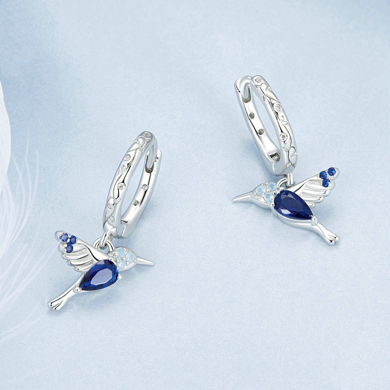 Women's S925 Sterling Silver All-match Small Hummingbird Earrings