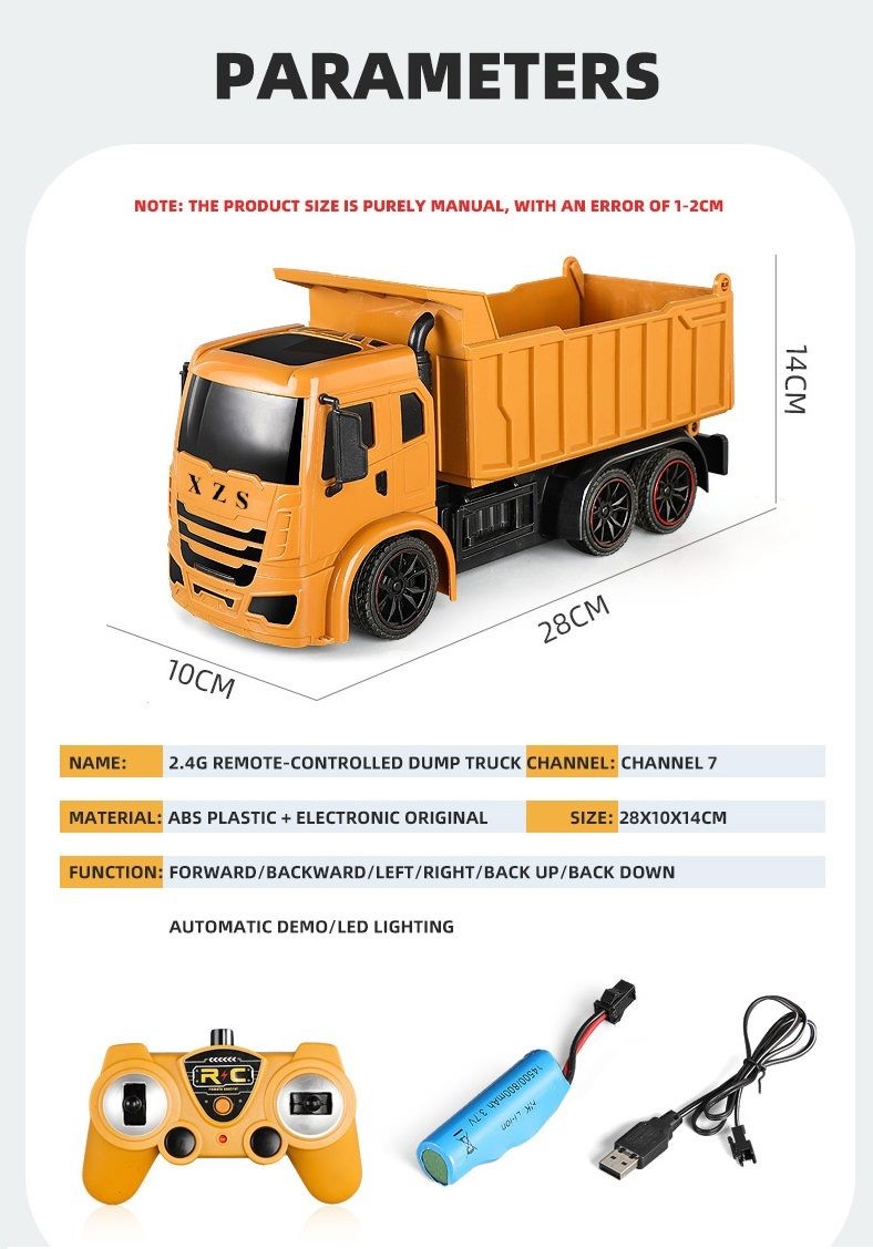 Remote Control Dump Truck, 2.4GHZ, Rechargeable