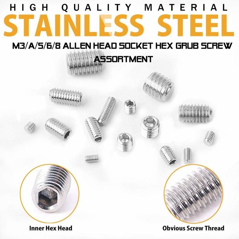 300pcs Hex Allen Head Socket Set Screw Bolts Kit Stainless Steel