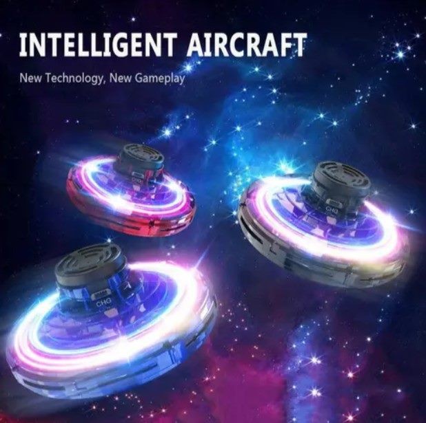 Flying Spinner, UFO Fingertip, Rechargeable Flying Gyroscope USB Toy, Blue