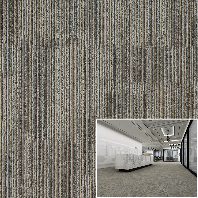 Carpet Tiles Mat Beige Grey Stripe