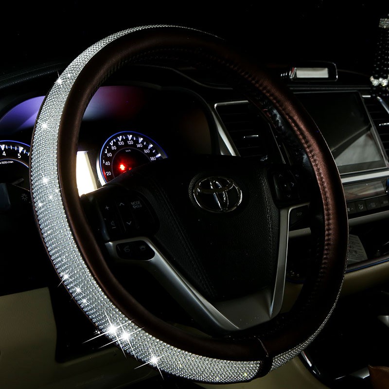 Womens Car Steering Wheel Cover Summer Rhinestone Car