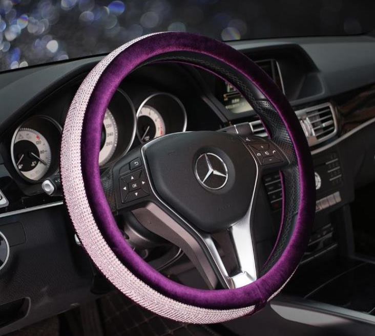 Womens Car Steering Wheel Cover Summer Rhinestone Car