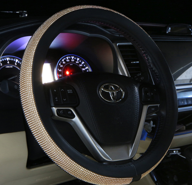 Womens Car Steering Wheel Cover Summer Rhinestone Car