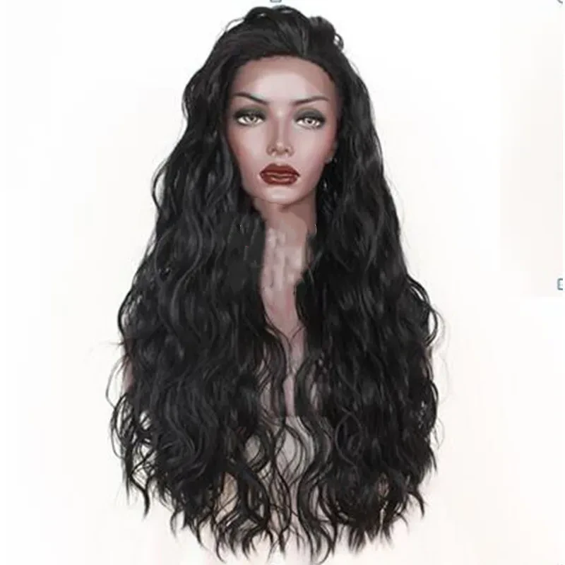 Front lace synthetic long curly hair