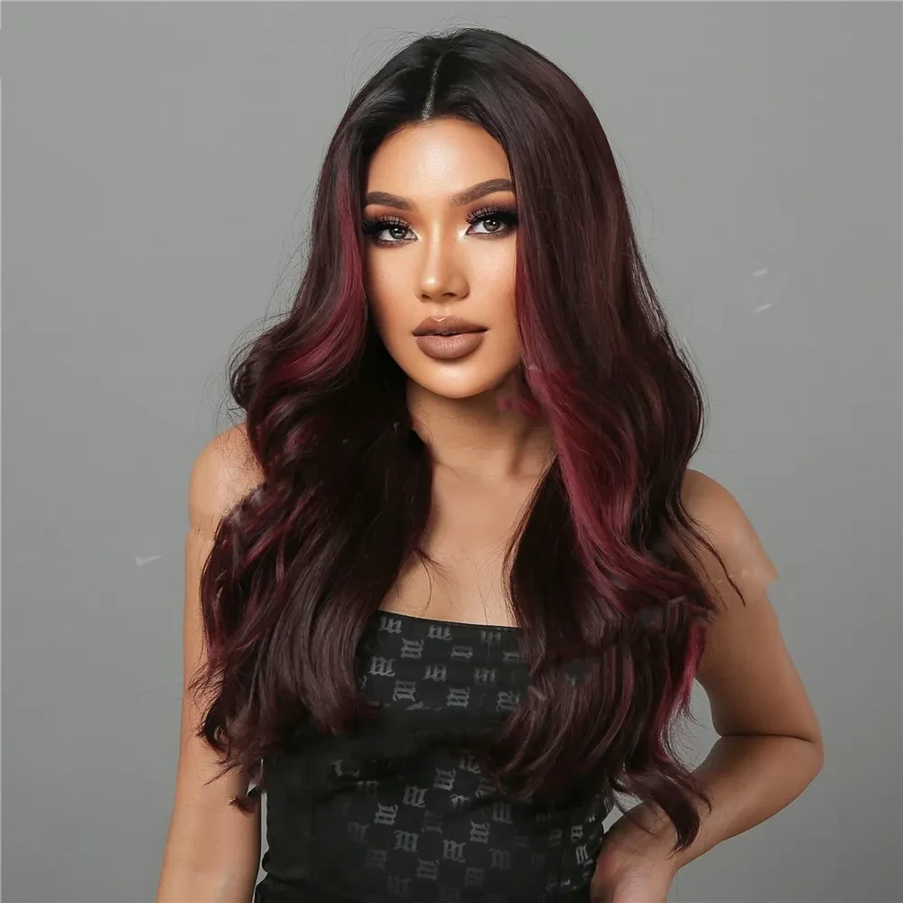 Middle Long Curly Hair With Reddish Brown High Temperature Silk Wig