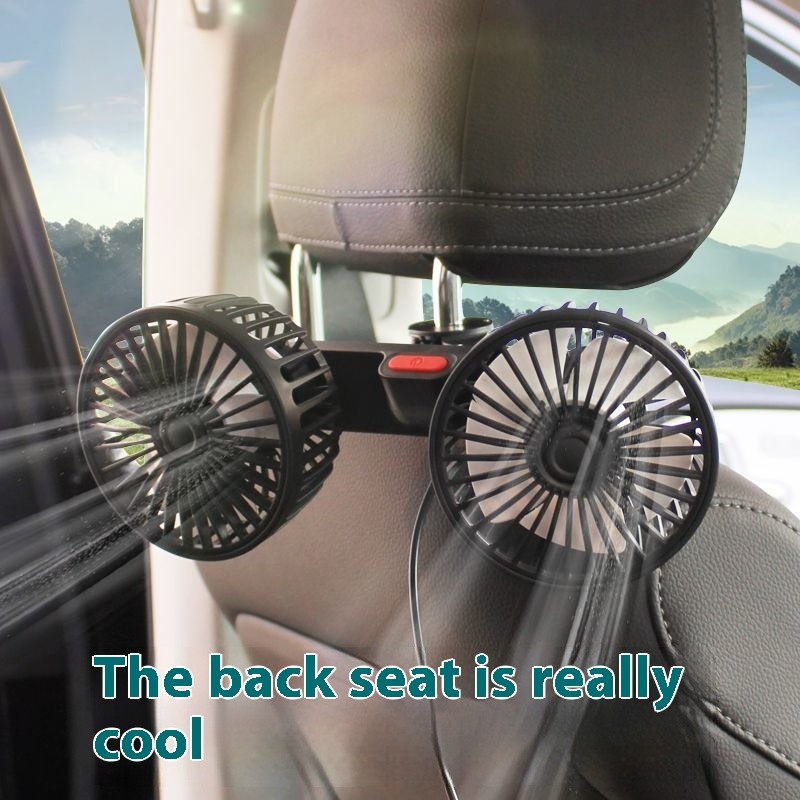 Car Mounted USB Dual Head Large Wind Power Fan