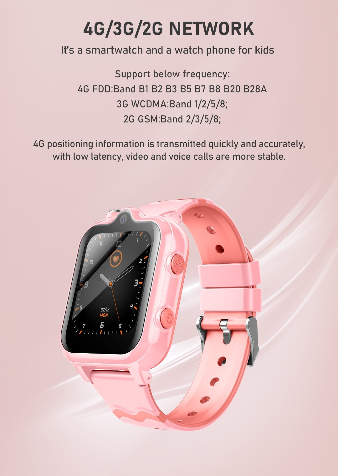 Kids Smart Watch, D35 Model, 4G Video call, IPX7 Water Proof, Black