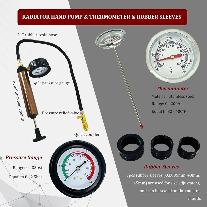 Car Truck Radiator Pressure Tester 34pcs Coolant Vacuum Refill Kit