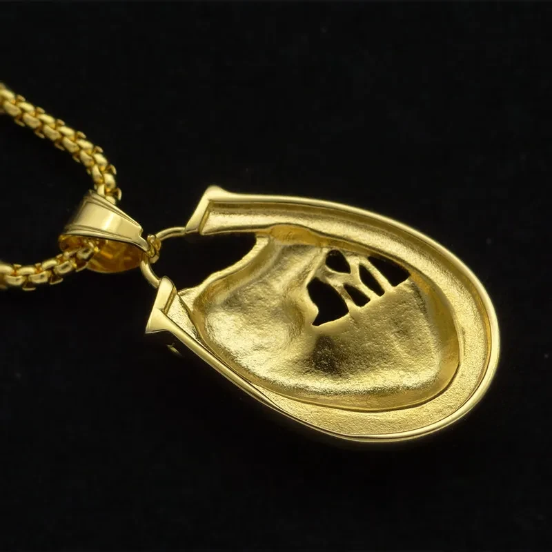 Golden Horsehead Necklace Pendant