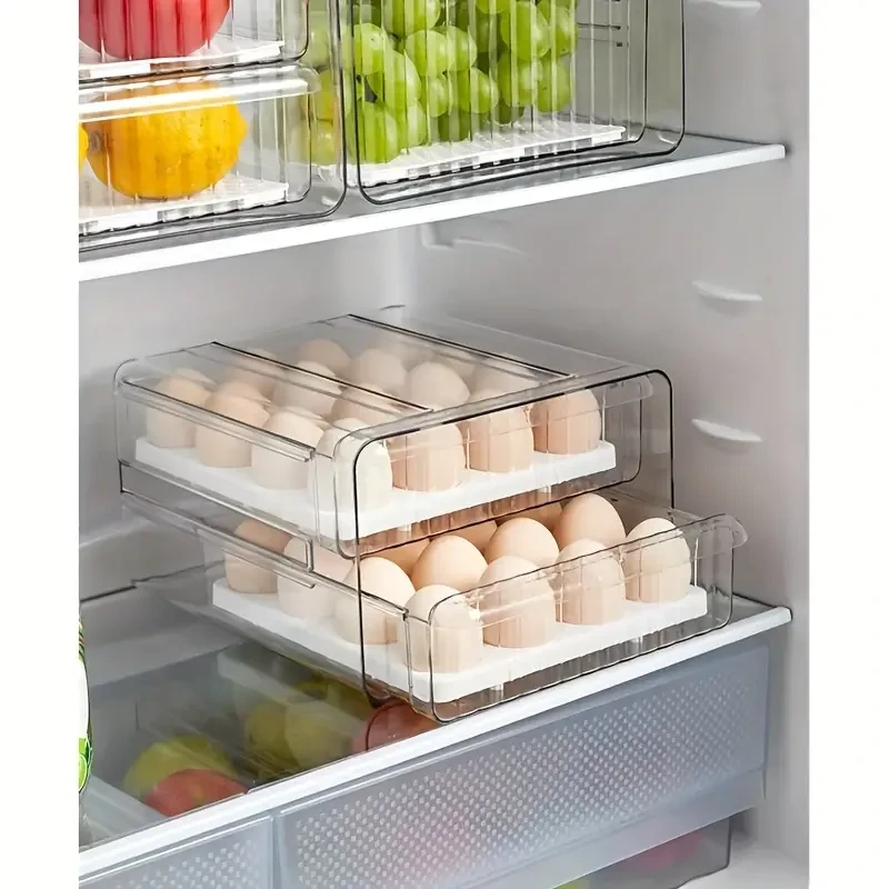 32-Grid Large Capacity Egg Storage Container With Drawer