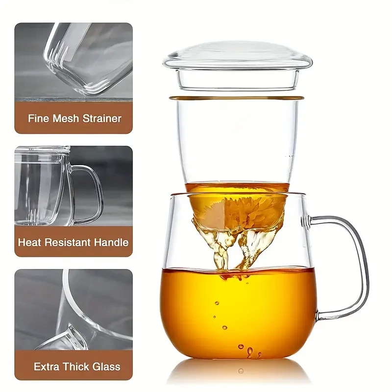 Glass Tea Cup with Infuser and Lid