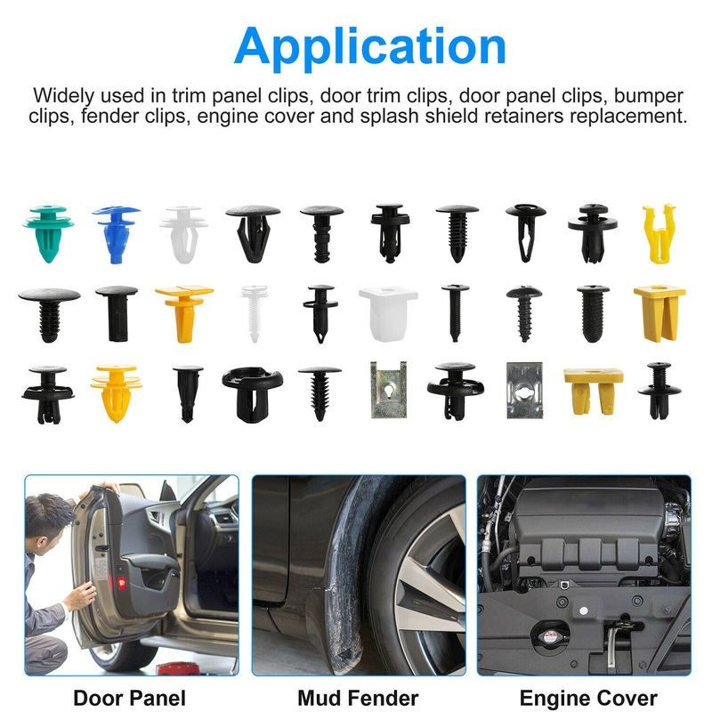 500pcs Car Fastener Clip Bumper Fender Trim Plastic Rivet Auto Clips