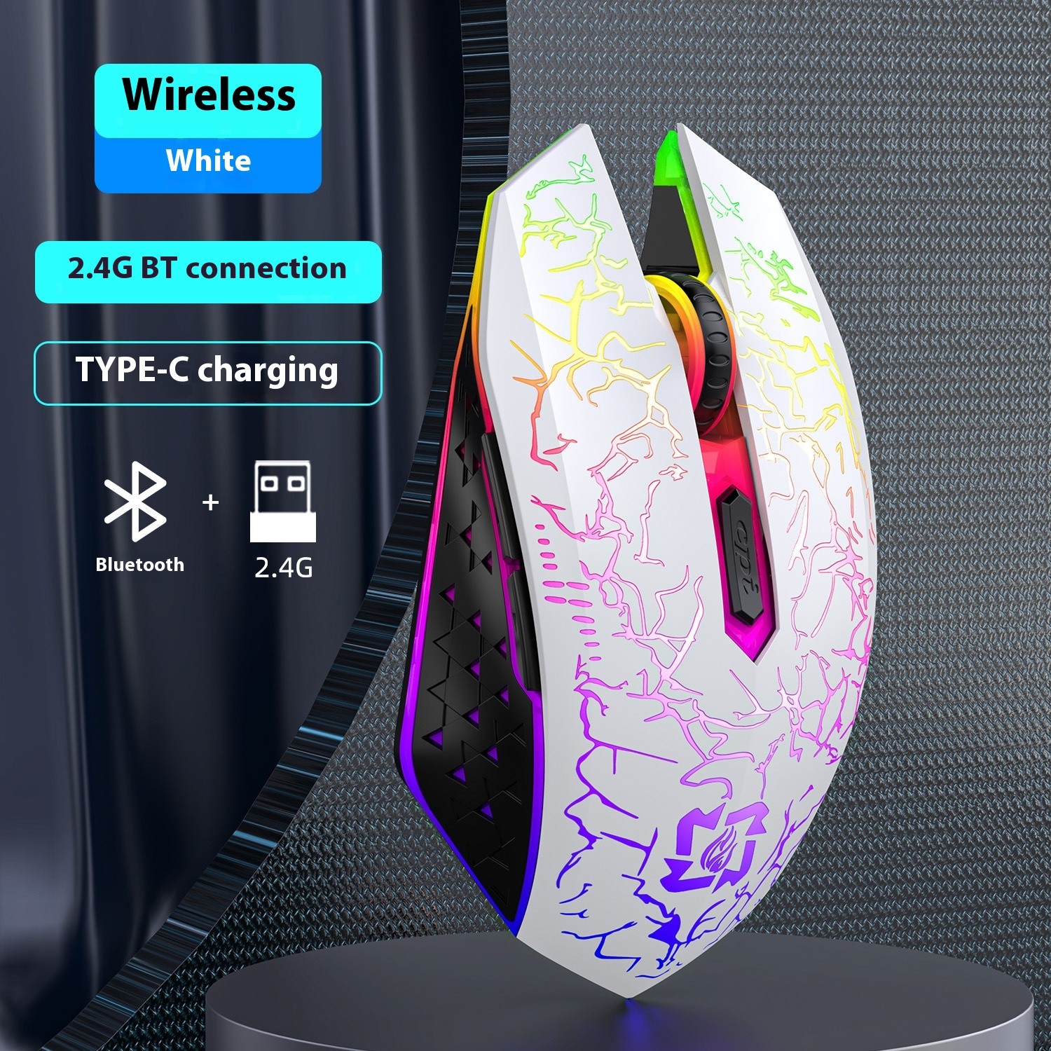 Bluetooth Dual-mode 24G Radio Gaming Mouse Rechargeable Luminous Mute Breathing Light