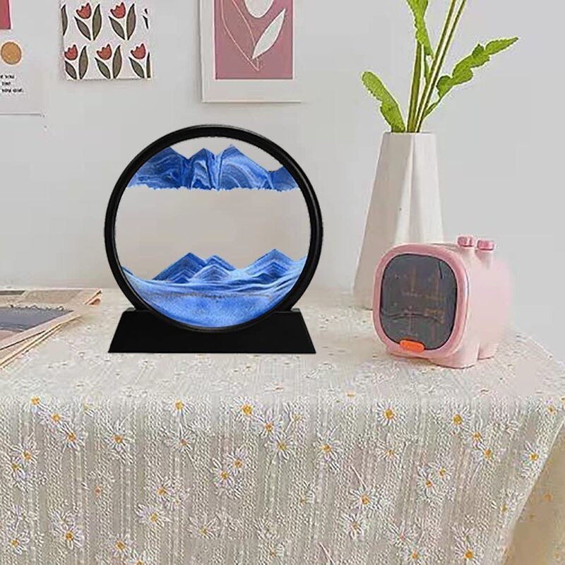 3D Moving Sand Art Picture Glass Sandscape in Motion Display Sand S Blue