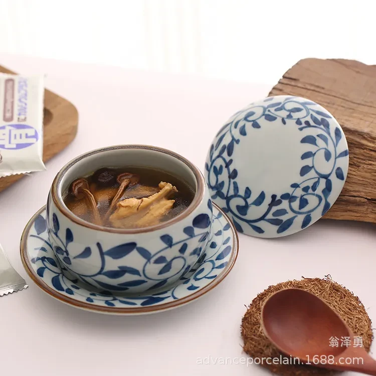 Ceramic Underglaze Color Hand-painted Tableware With Cover And Bottom Support