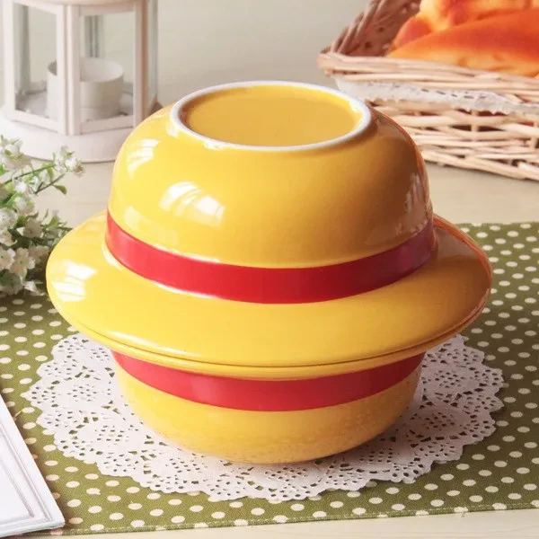 Straw Hat Instant Noodle Bowl Ceramic Soup Bowl
