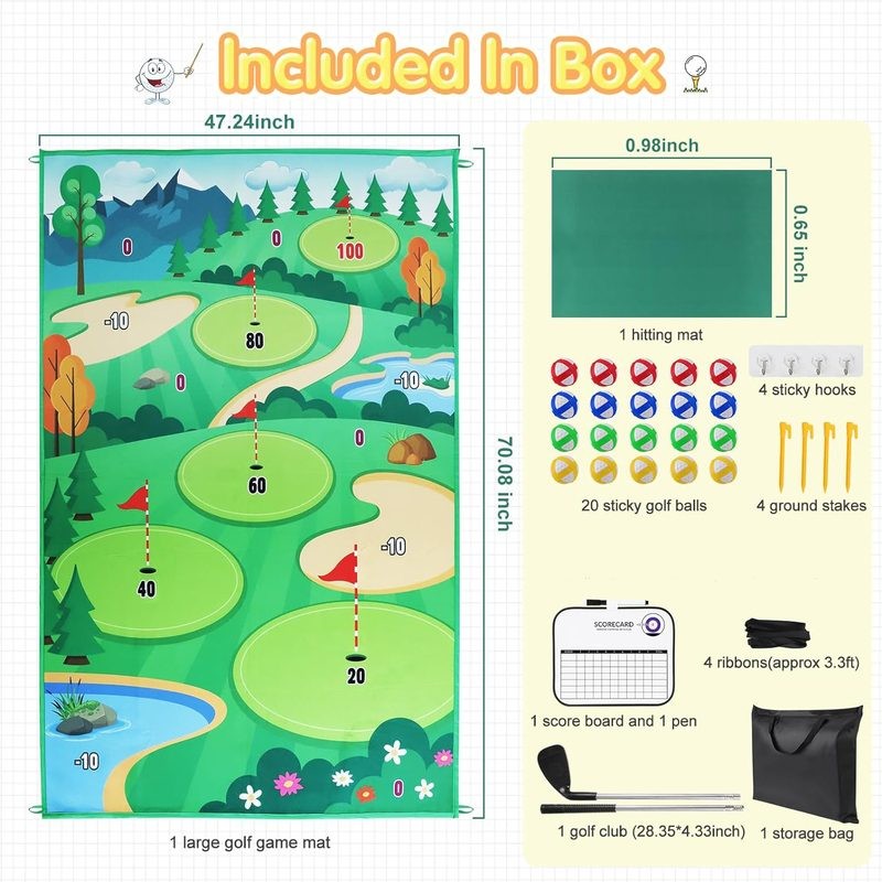 Mini Golf Game Set Golf Putting Chipping Hitting Mats 2