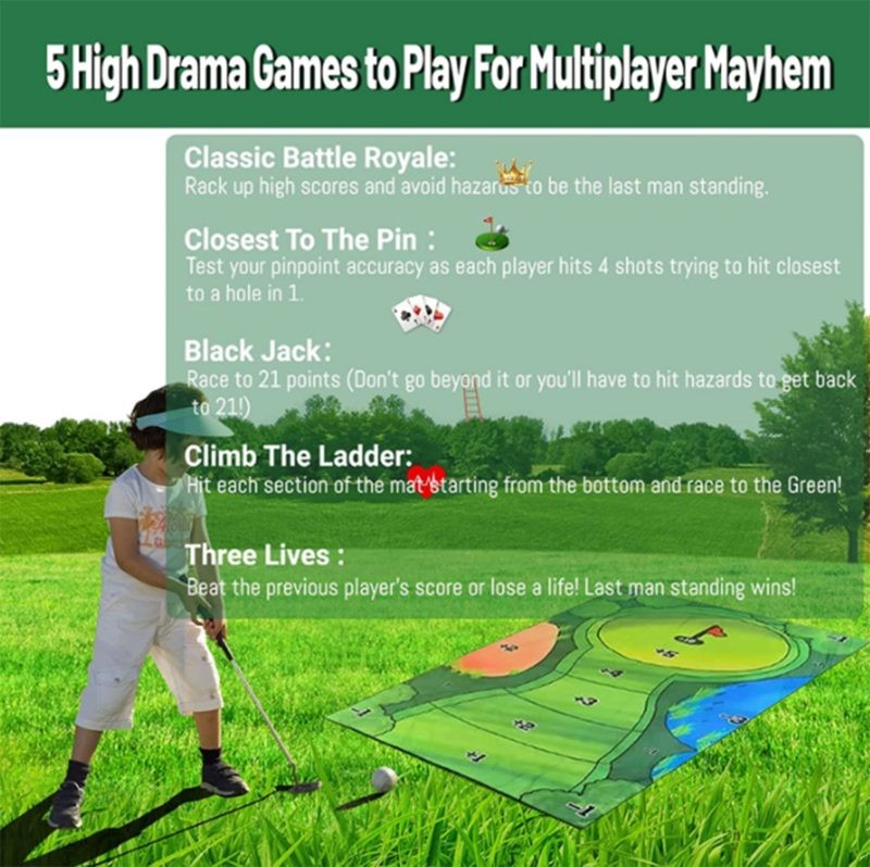 Mini Golf Game Set Golf Putting Chipping Hitting Mats Family