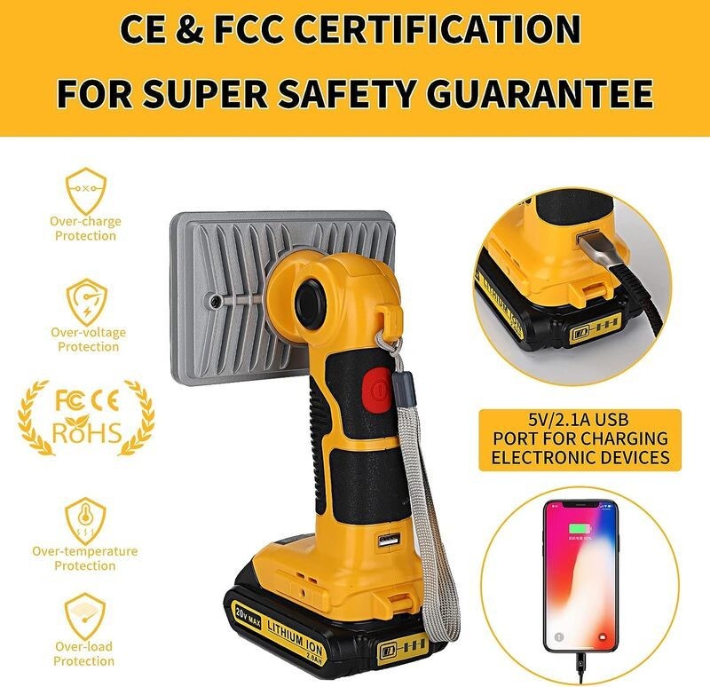 Cordless LED Work Light Power by DeWalt battery