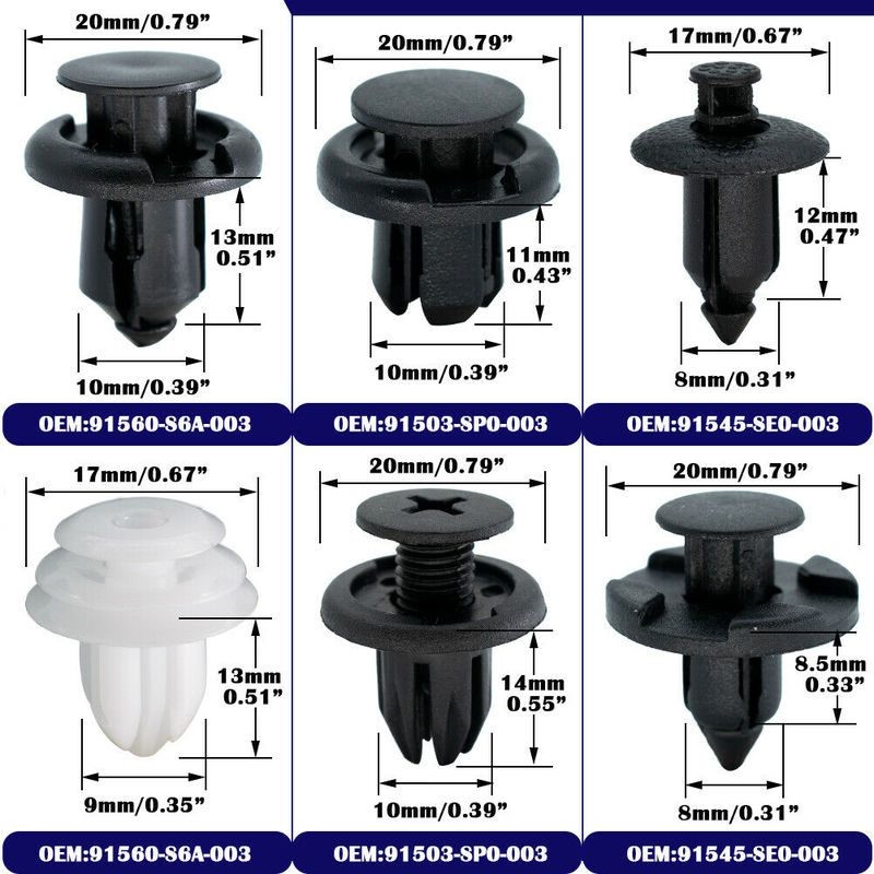Panel Clips Bumper Fender Fastener Push Rivets For HONDA CIVIC ACCORD