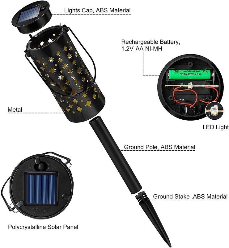6 x Solar Lights Outdoor Garden Torch Lamps