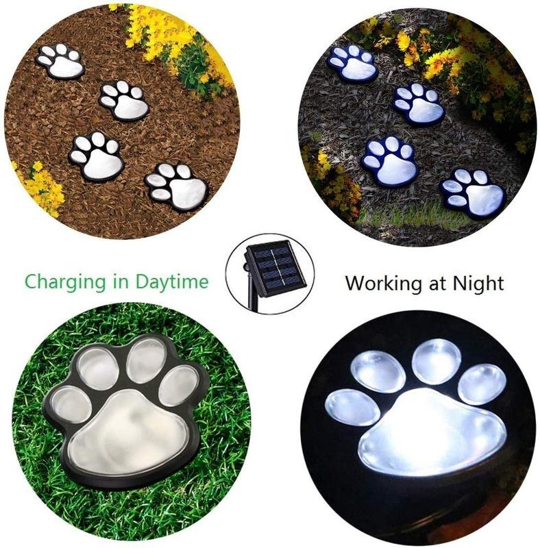 Solar Outdoor Paw Print Garden Lights