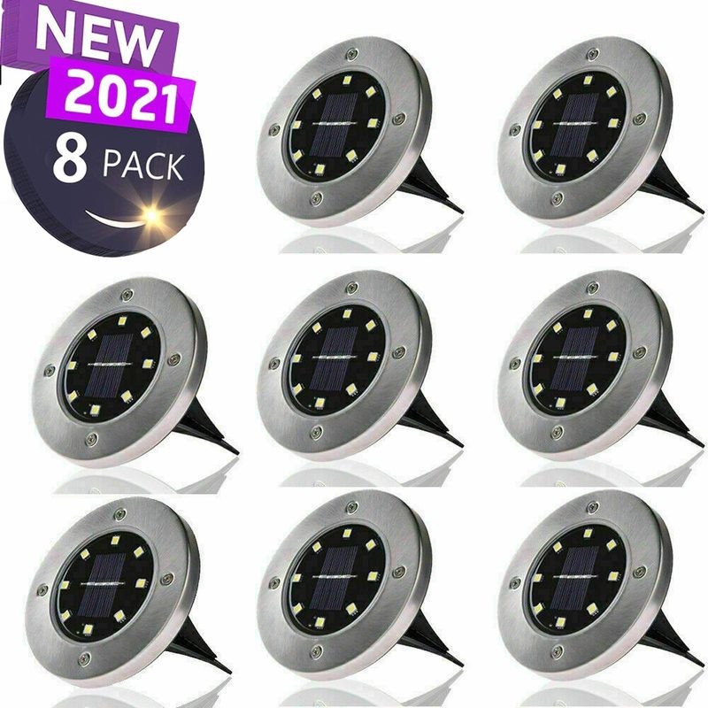 Solar Lights Outdoor Garden Under Ground Lamps Cool Daylight