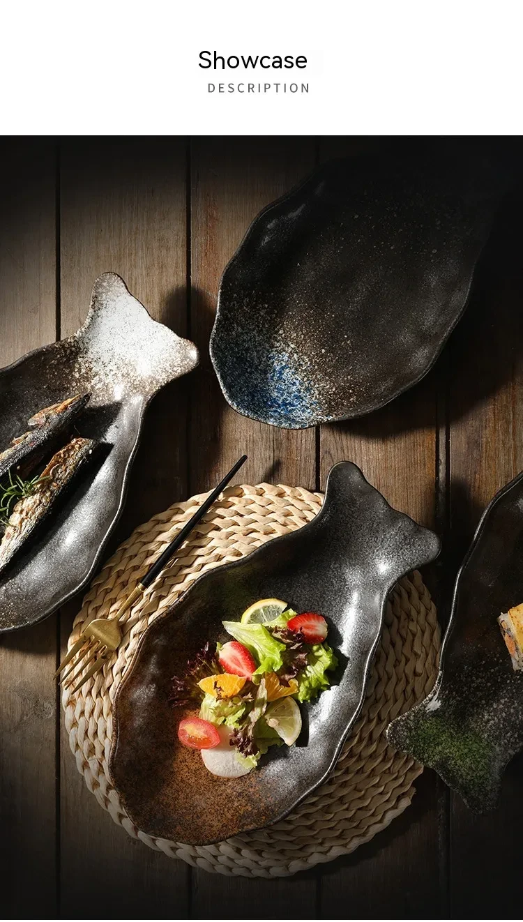 Household Fish Dish Japanese Ceramic Fish Steaming Plate