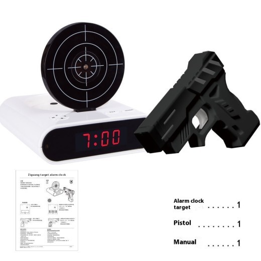 Battery Model Creative Novelty Shooting Toy Lazy Wake Up Alarm Clock