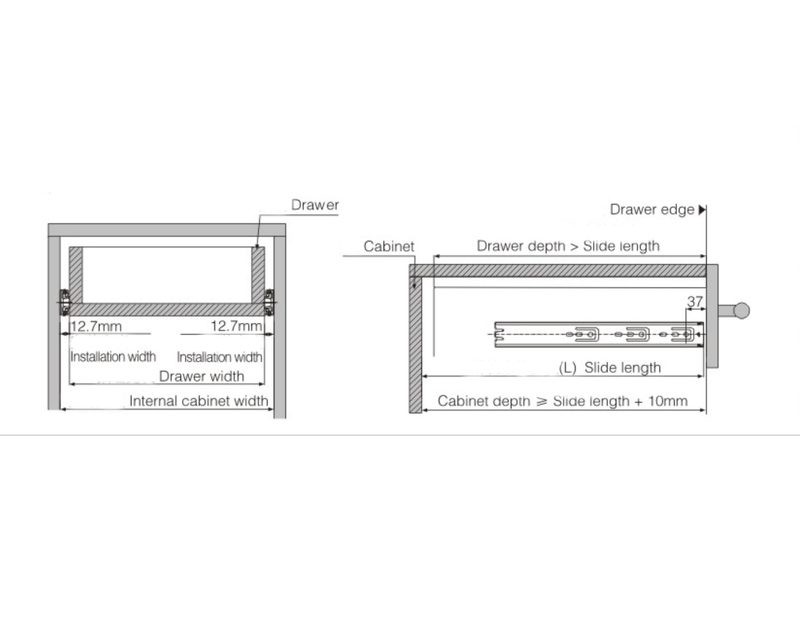 500mm Drawer Runner Soft Close