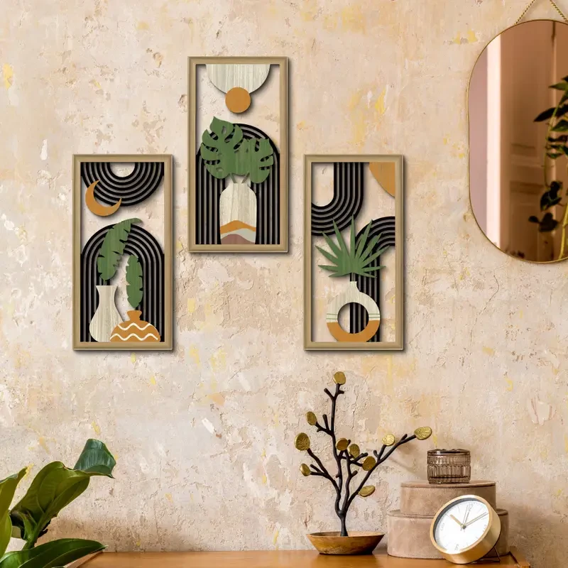 3pcs Bohemian Wooden Wall Art Set