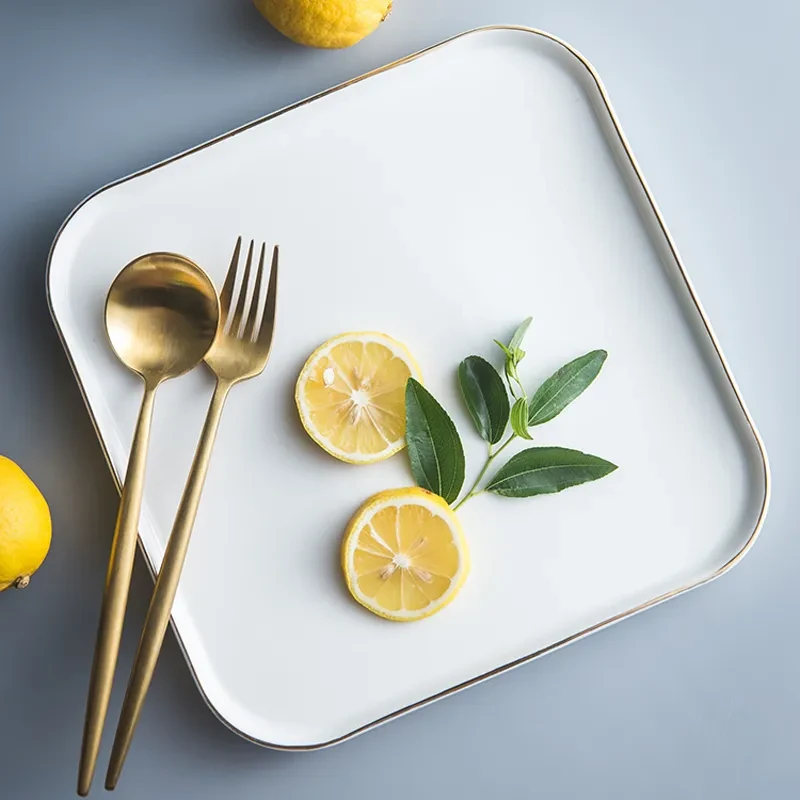 Nordic Gilt Edged Ceramic Western Dish