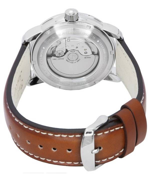 Zeppelin 100 Jahre GMT Leather Strap Silver Dial Automatic 86661 Men's Watch