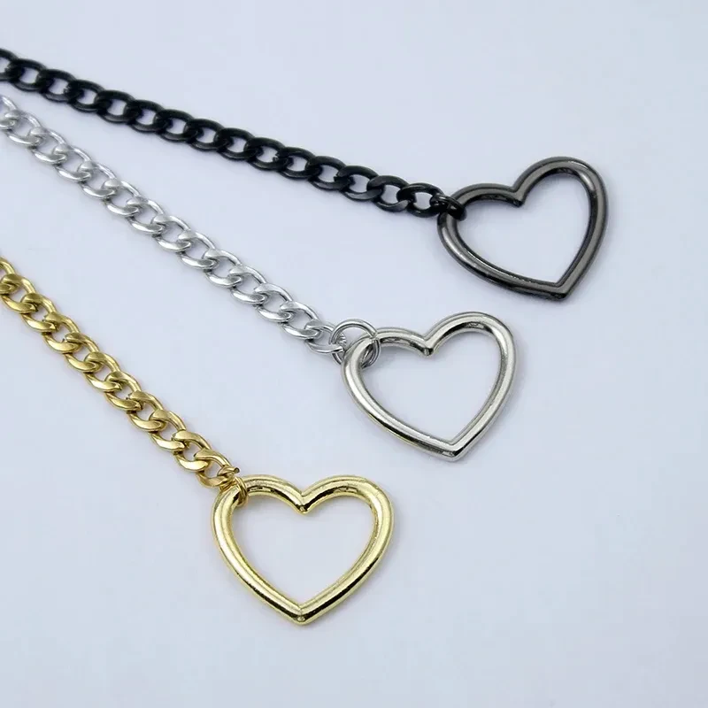 Slip Chain Necklace Heart O-Ring  Adjustable Heart Shaped Lock Core With Key
