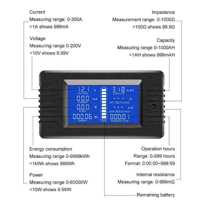 Battery Monitor Current Power Meter 100A Shunt