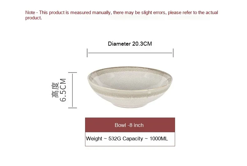 Ceramic Large Retro Kiln Baked Open Gradient Salad Bowl